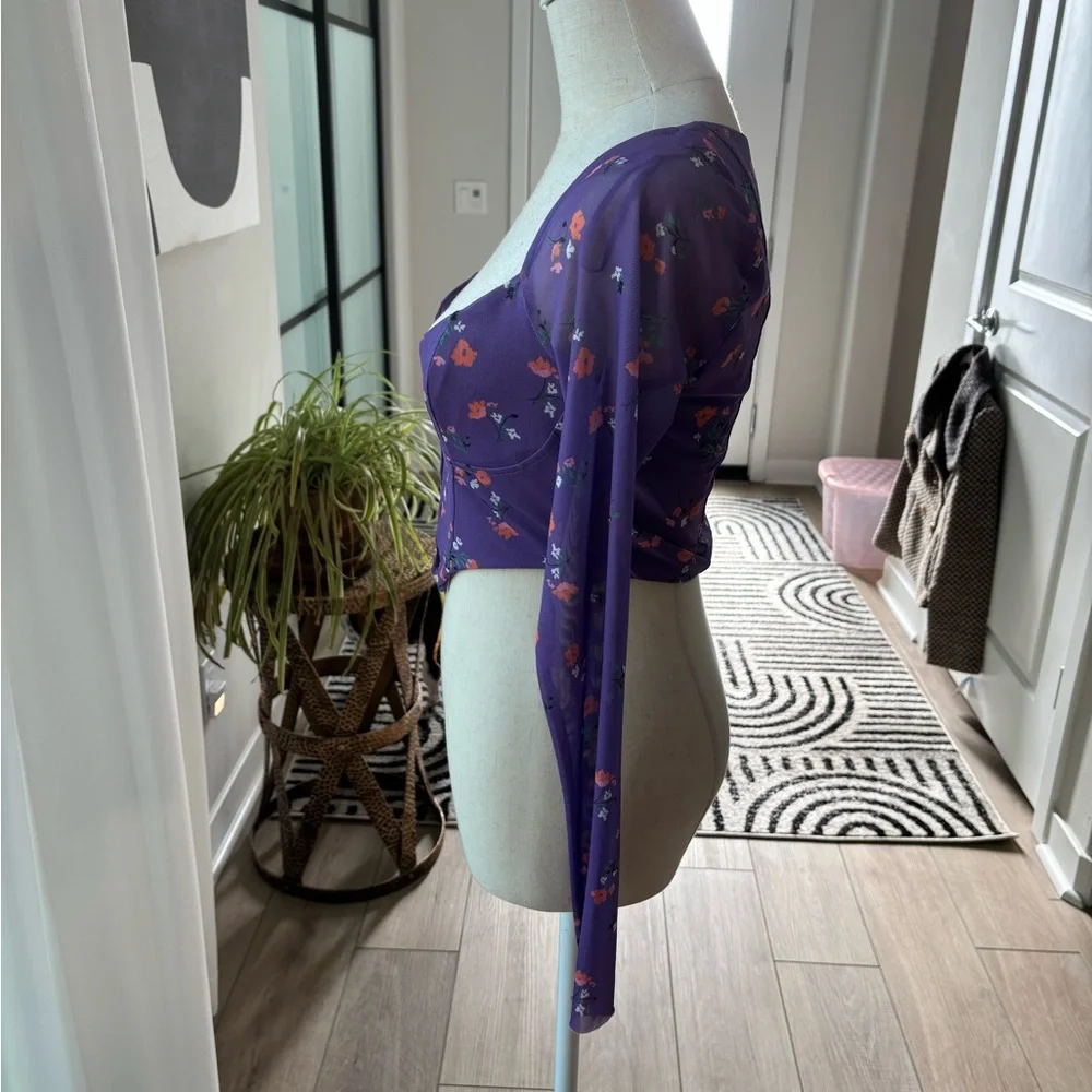 NWOT AFRM Purple Floral Cropped Top